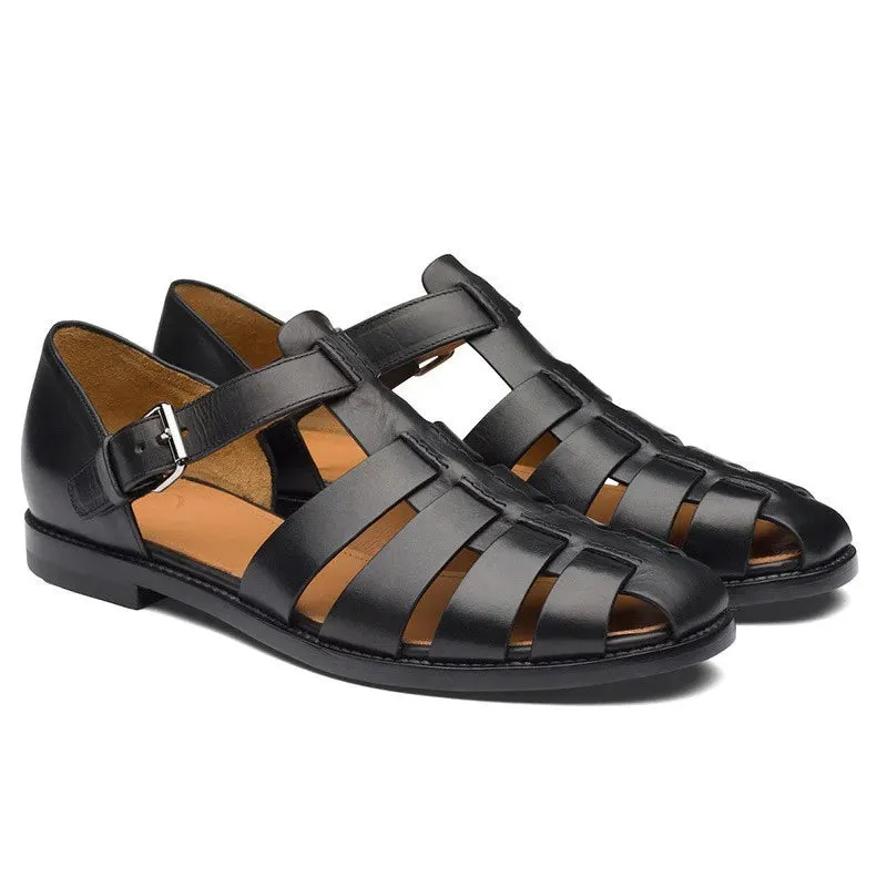 Men's Sandal with Small Heel and Buckle
