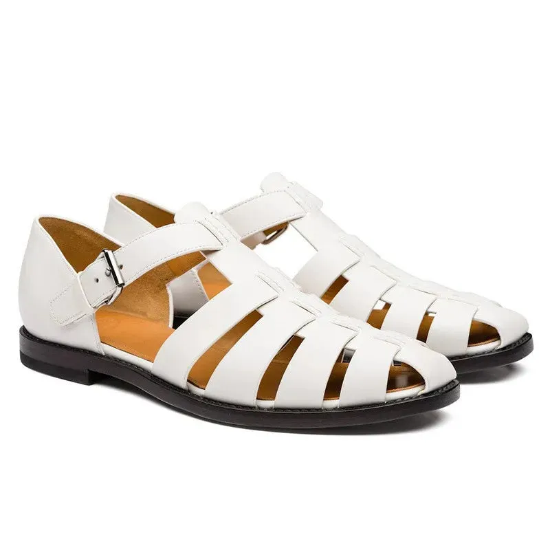 Men's Sandal with Small Heel and Buckle