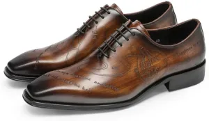 Men’s Soft Leather Formal Dress Shoes Lace-Up Style Oxford Shoes for Wedding Office Business