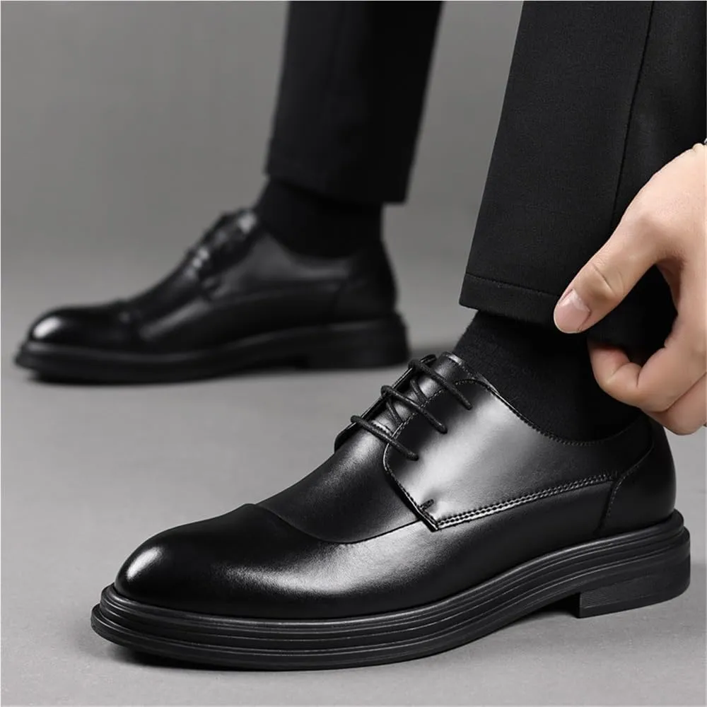 Men's Spring Business Dress Shoes Casual English Style Commuter Formal Shoes Wedding Groom Shoes Comfortable Stylish Classic Leather Shoes(9)