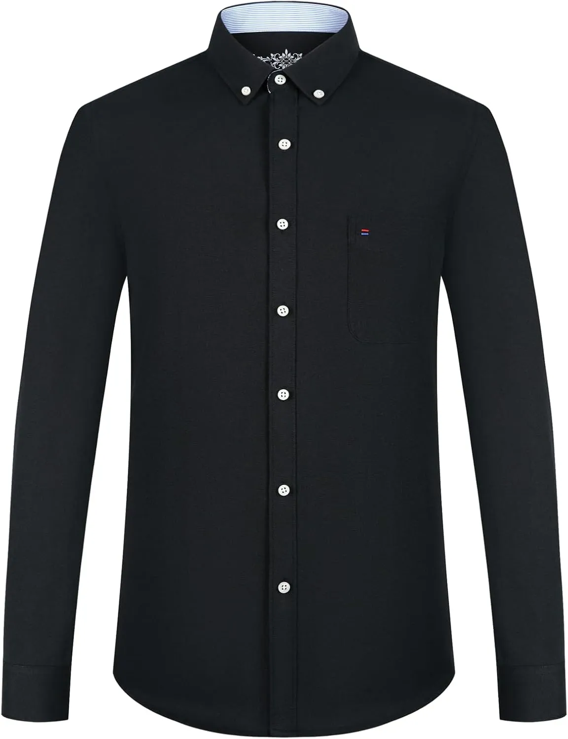 Men's Stylish Cotton Blend Casual Oxford Shirt, Breathable Long Sleeve Button Down Collar Work Shirt