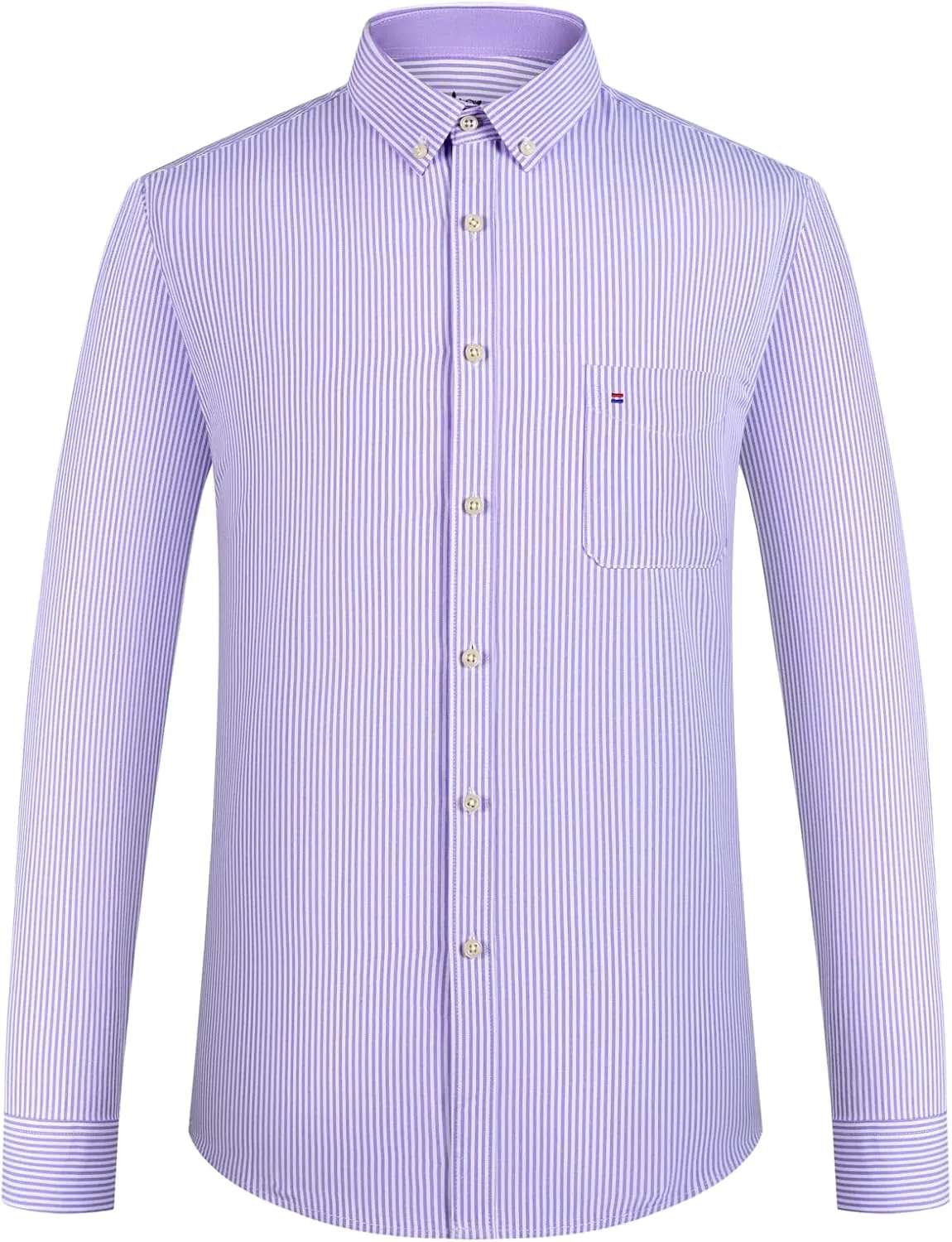 Men's Stylish Cotton Blend Casual Oxford Shirt, Breathable Long Sleeve Button Down Collar Work Shirt