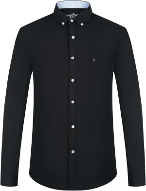 Men's Stylish Cotton Blend Casual Oxford Shirt, Breathable Long Sleeve Button Down Collar Work Shirt