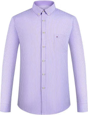 Men's Stylish Cotton Blend Casual Oxford Shirt, Breathable Long Sleeve Button Down Collar Work Shirt