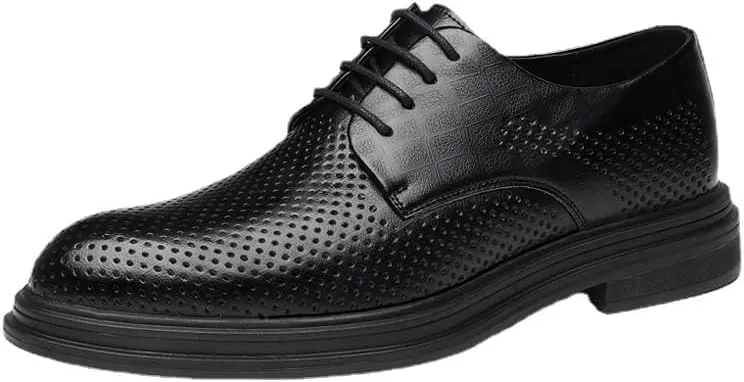 Men's Summer Breathable Leather Shoes Classic Lace-up Dress Shoes Mens Genuine Leather Low Oxford