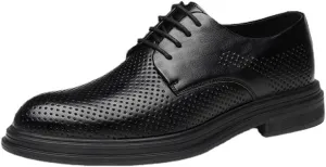 Men's Summer Breathable Leather Shoes Classic Lace-up Dress Shoes Mens Genuine Leather Low Oxford