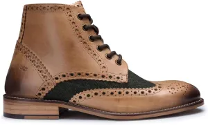 Mens Tan Leather Classic Retro Smart Oxford Formal Laced Vintage Ankle Boots