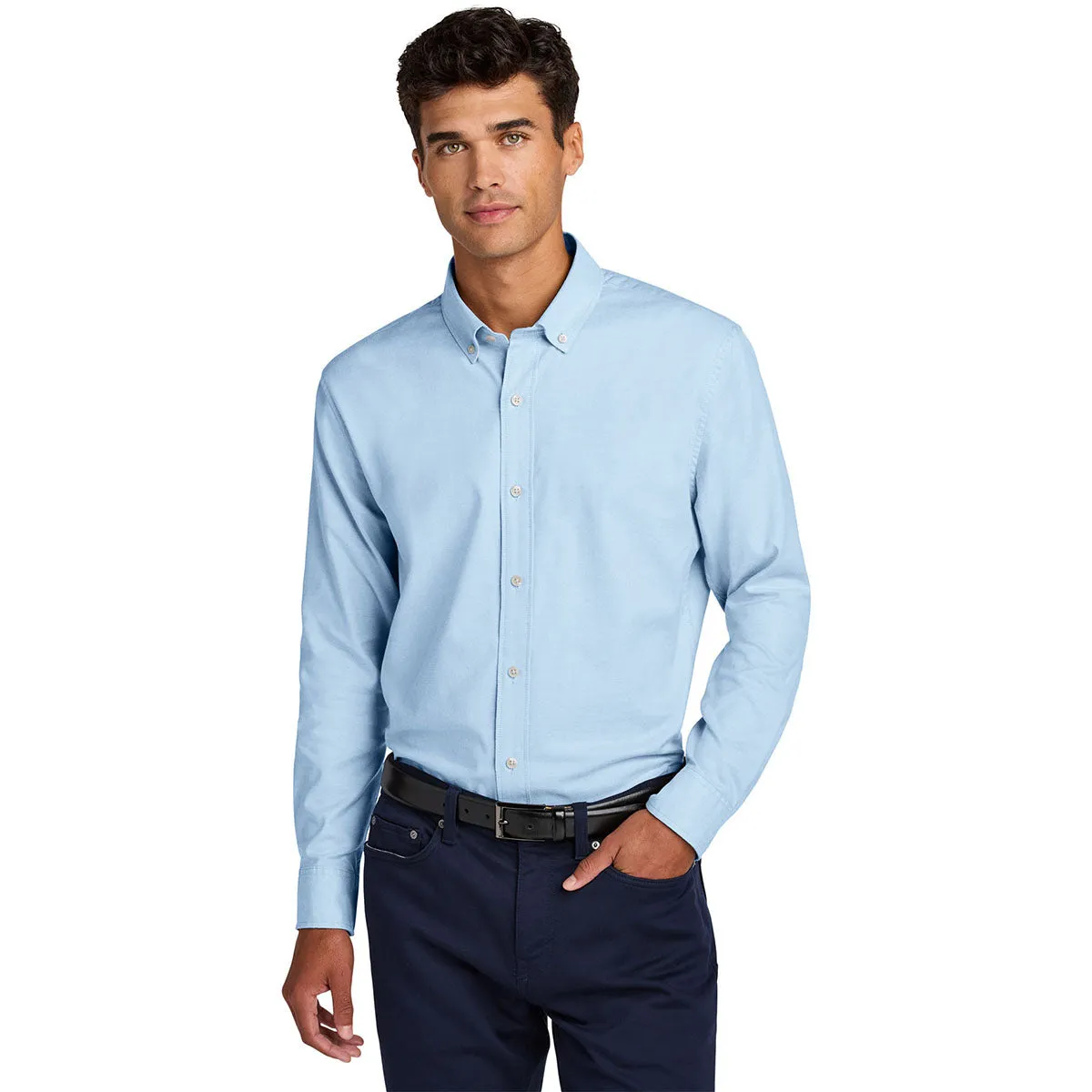 Mercer Mettle Men's Light Blue Long Sleeve Modern Oxford Shirt