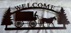 Metal - Welcome Sign Mule & Wagon