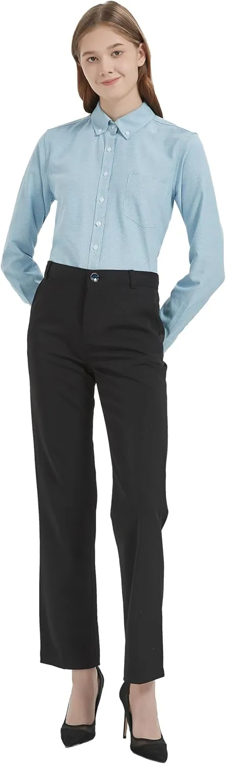MGWDT Button Down Shirt Women Long Sleeve Blouse Oxford Shirt Classic-Fit Cotton Tops Wrinkle Resistant (2XS-3XL)