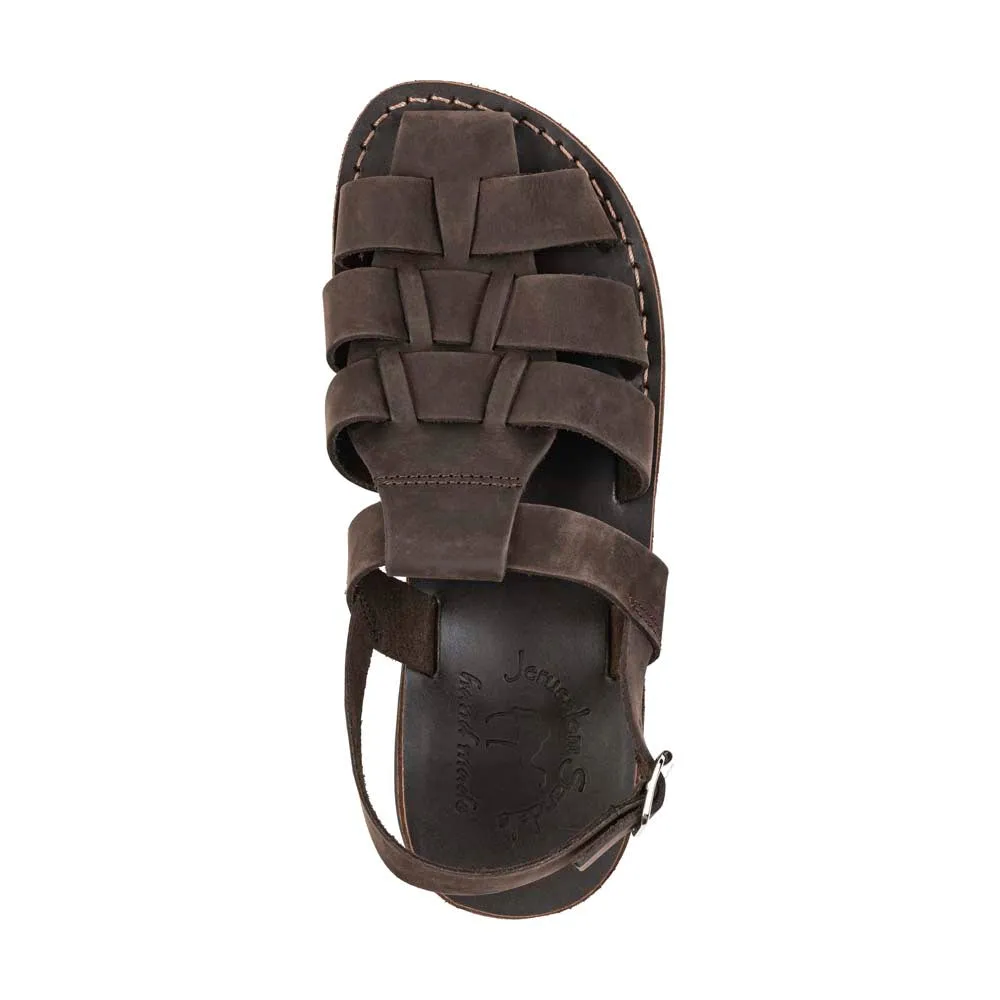 Michael - Slingback Leather Fisherman Sandal | Brown Nubuck
