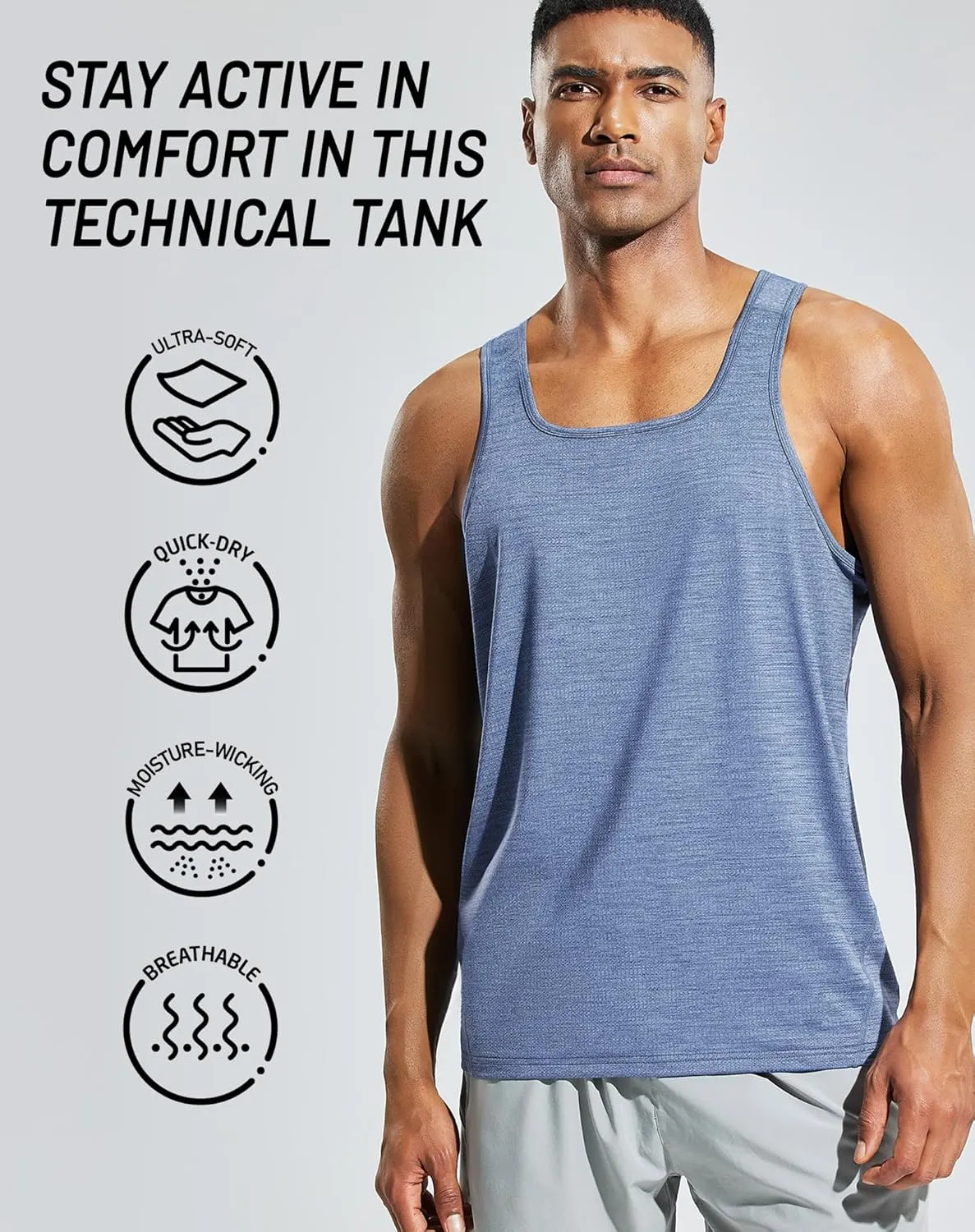 MIER Men's Sleeveless Workout Shirts Quick Dry Swim Athletic Gym Running Muscle Beach Tank Tops for Men
