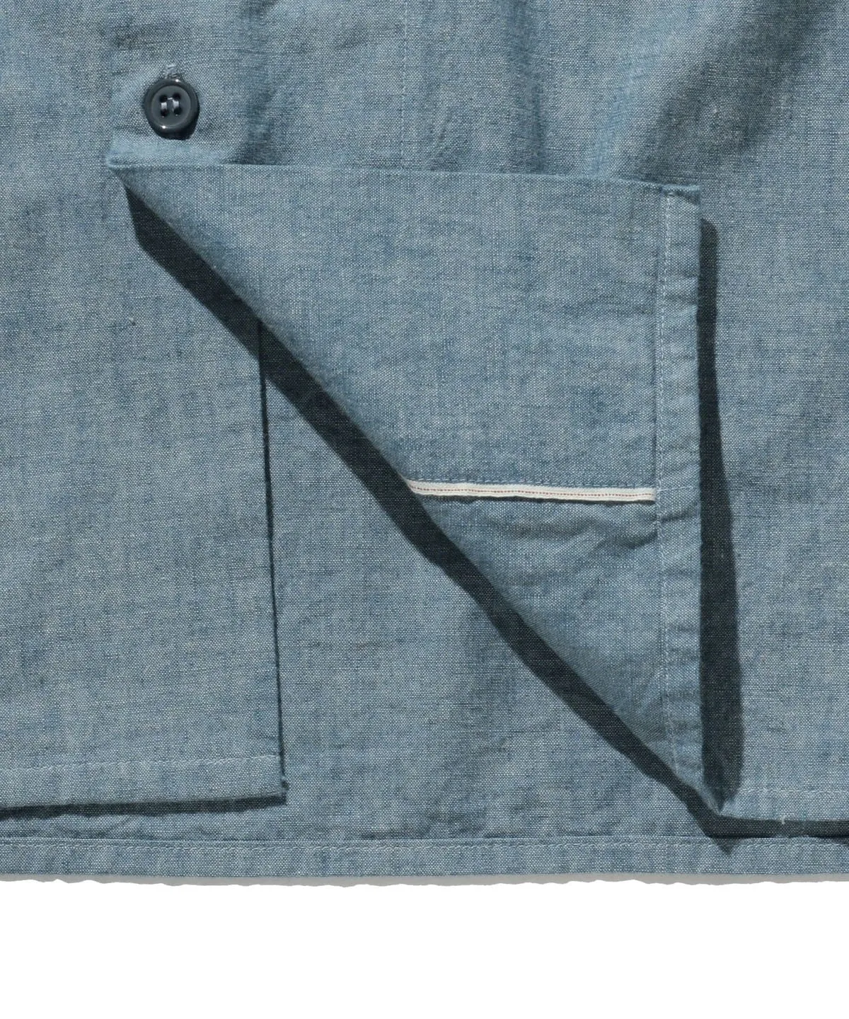MIL Open Collar Chambray Shirt - Sax