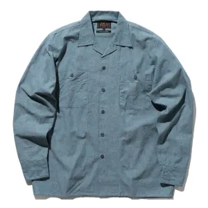 MIL Open Collar Chambray Shirt - Sax