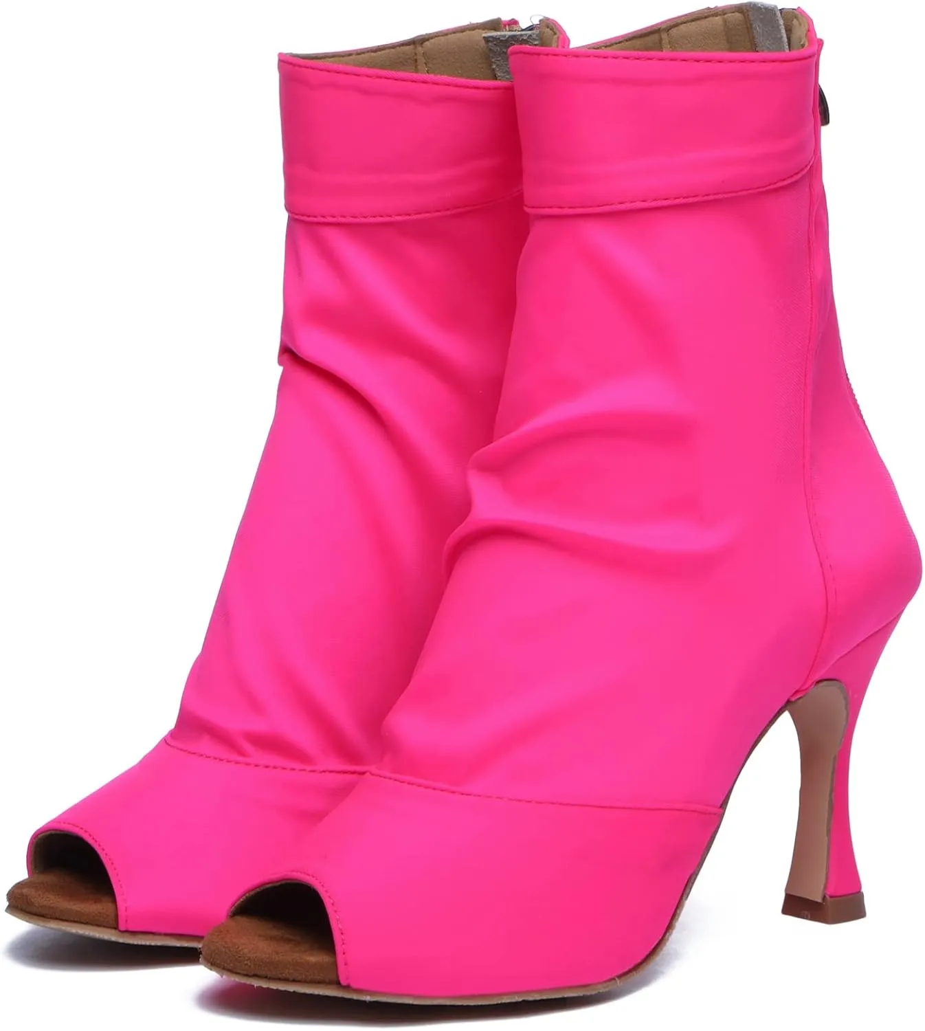 Minishion Womens Latin Dance Sandal Booties Zip Party Evening Boots Shoes