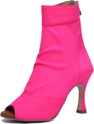 Minishion Womens Latin Dance Sandal Booties Zip Party Evening Boots Shoes