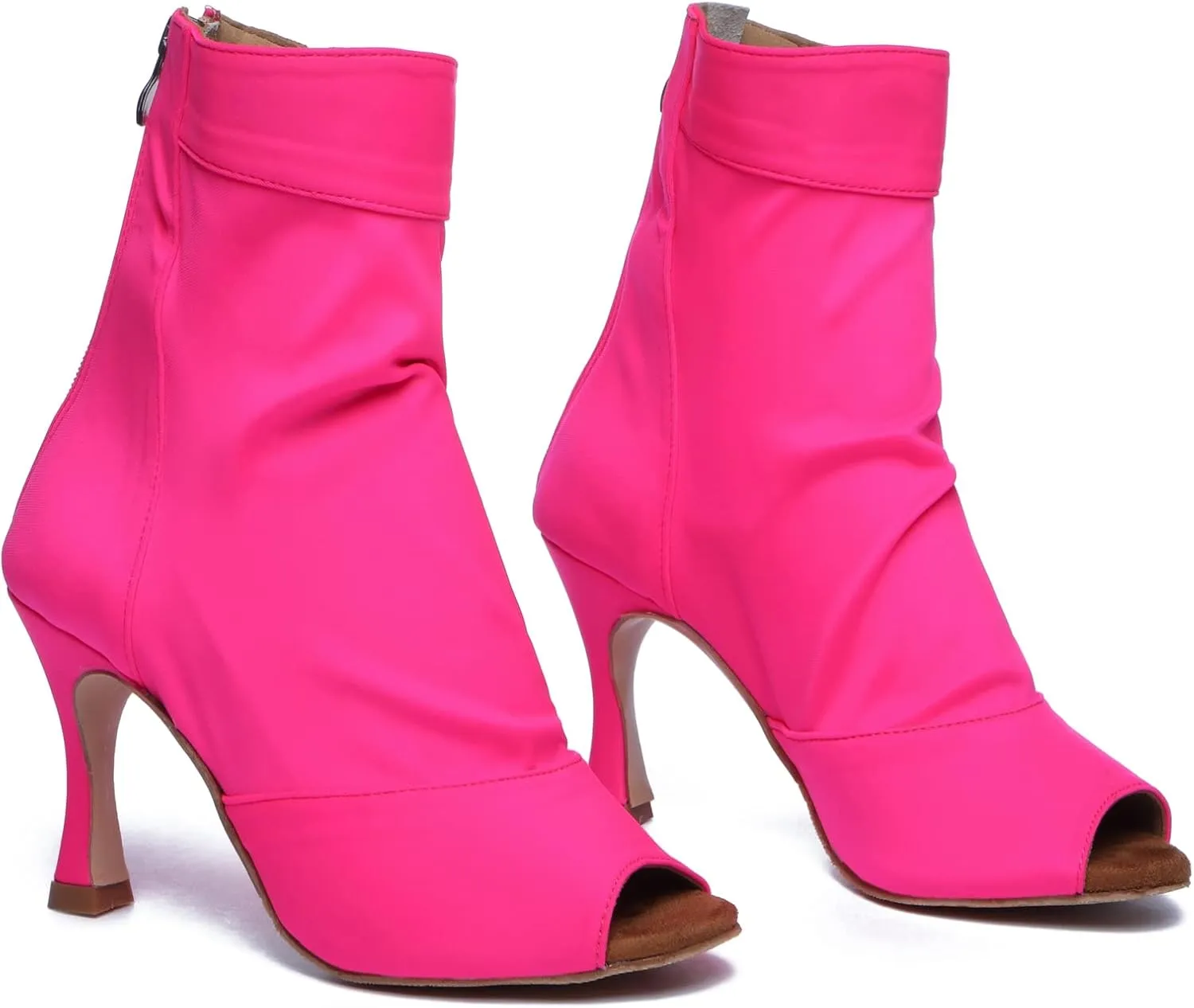Minishion Womens Latin Dance Sandal Booties Zip Party Evening Boots Shoes