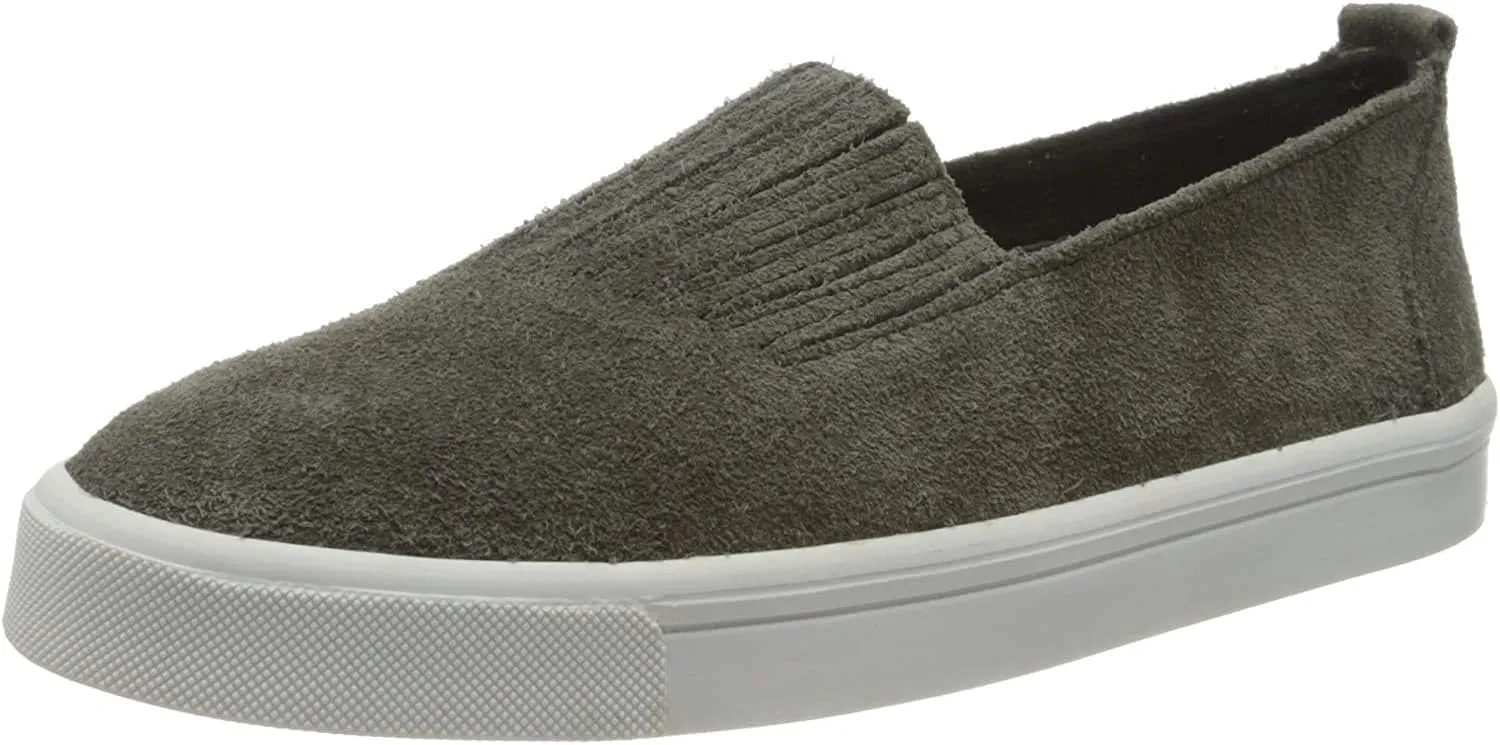 Minnetonka Women's Gabi Suede Fringe Slip-Ons 6 M Grey