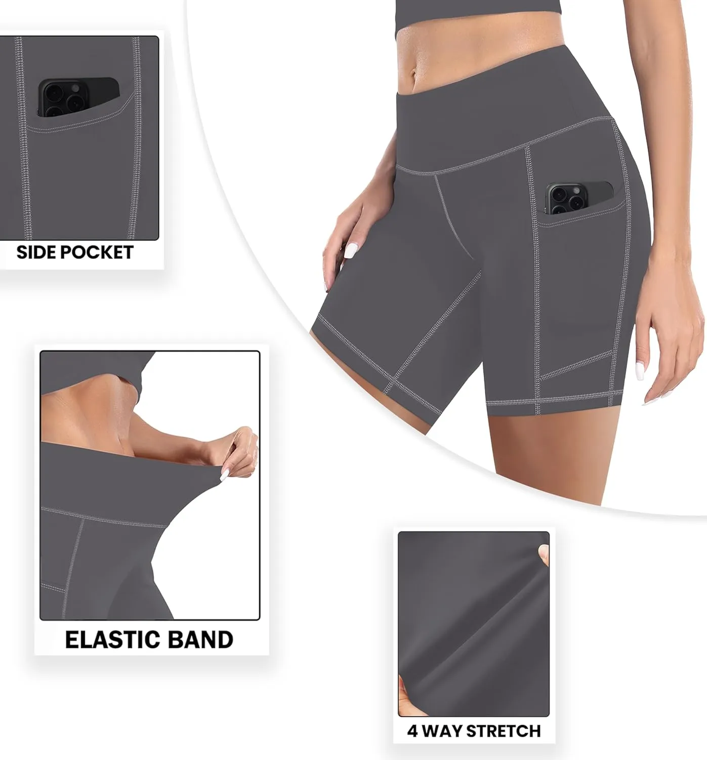 MIRITY High Waist Workout Biker Shorts with Pockets for Women - Buttery Soft Workout Yoga Shorts Pack of 1