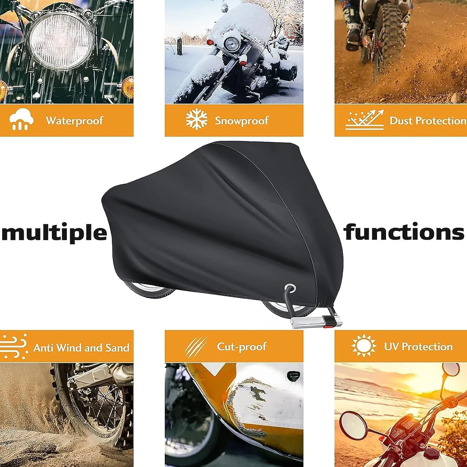 Motorcycle Cover for Daelim VL 125 Classic Scooter Cycle Moped Cover Anti-UV Moped Cover with Lock Holes Windproof Buckle and Elastic Hem,A2-200x85x110