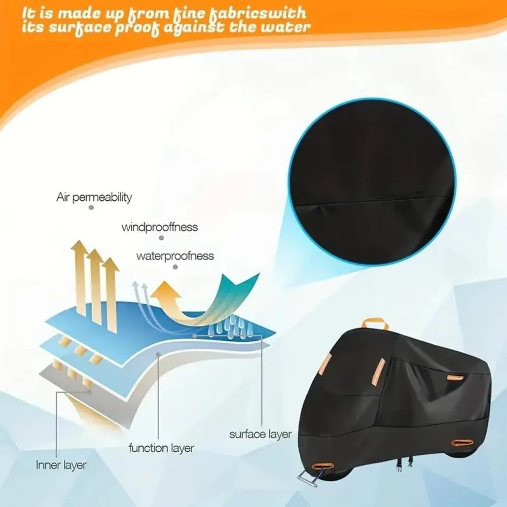 Motorcycle Covers Custom for Royal Enfield Bullet Meteor Classic 350 500 650 Continental GT 535, All Season Durable Waterproof Protection Scooter Cover with Lock-Holes Storage Bag, Outdoor Accessories