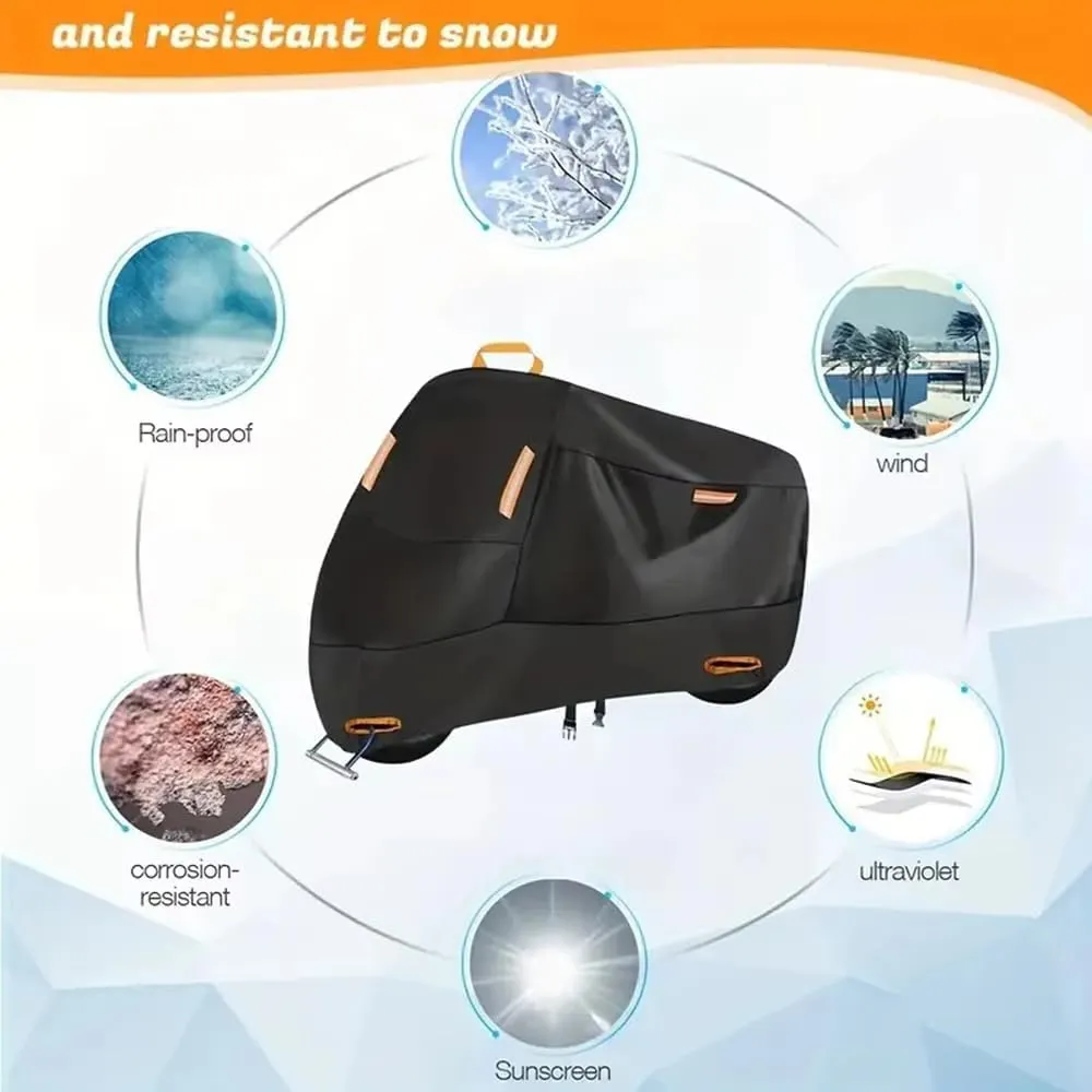 Motorcycle Covers Custom for Royal Enfield Bullet Meteor Classic 350 500 650 Continental GT 535, All Season Durable Waterproof Protection Scooter Cover with Lock-Holes Storage Bag, Outdoor Accessories