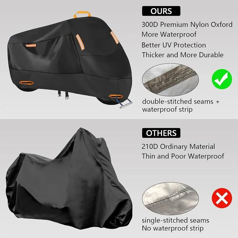 Motorcycle Covers Custom for Royal Enfield Bullet Meteor Classic 350 500 650 Continental GT 535, All Season Durable Waterproof Protection Scooter Cover with Lock-Holes Storage Bag, Outdoor Accessories