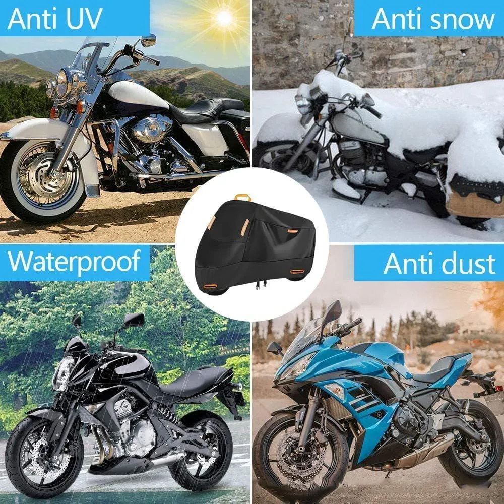 Motorcycle Covers Custom for Royal Enfield Bullet Meteor Classic 350 500 650 Continental GT 535, All Season Durable Waterproof Protection Scooter Cover with Lock-Holes Storage Bag, Outdoor Accessories