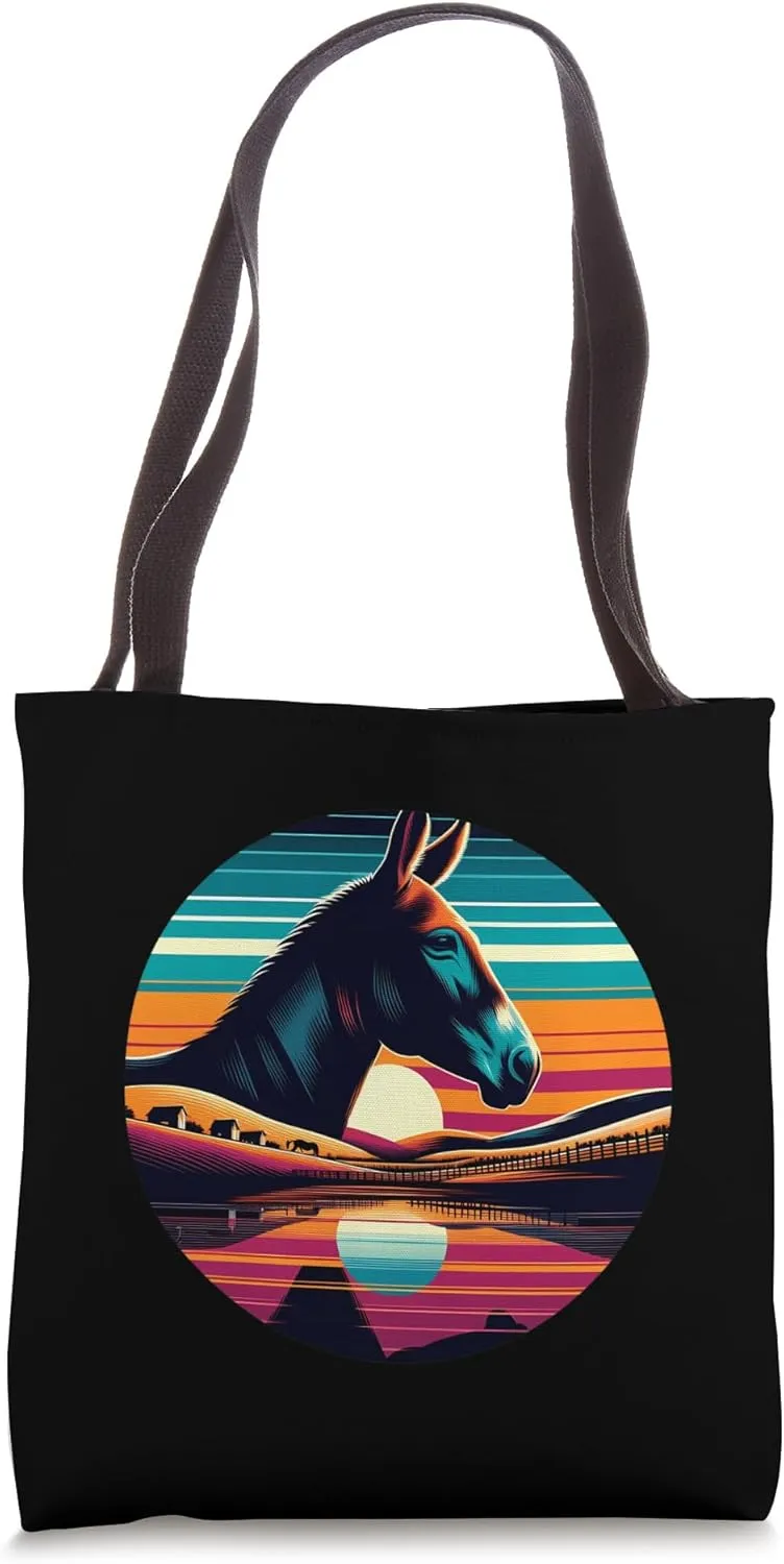 Mule Sunset Retro Style Safari Vintage 70s Tote Bag