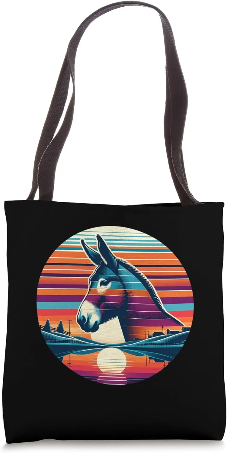 Mule Sunset Retro Style Safari Vintage 70s Tote Bag
