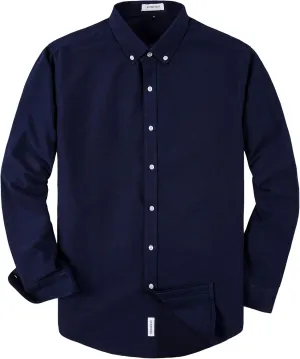 MUSE FATH Men's Oxford Dress Shirt-Cotton Casual Regular Fit Long Sleeve Shirt