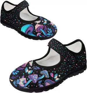 Mushroom Pattern Flat Casual Womens Shoes Breathable Slip On Adjustable Soft Diabetic Shoes for Neuropathy Comfort All Day Wear