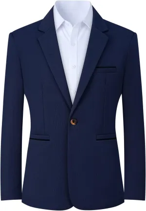 Mylldey Knit Blazer Men Business One Button Suit Jacket Regular fit Casual Sport Coat Mens Blazer