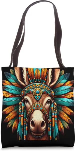 Native Indian Mule Native American Indian Feathers Tote Bag
