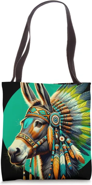 Native Indian Mule Native American Indian Feathers Tote Bag