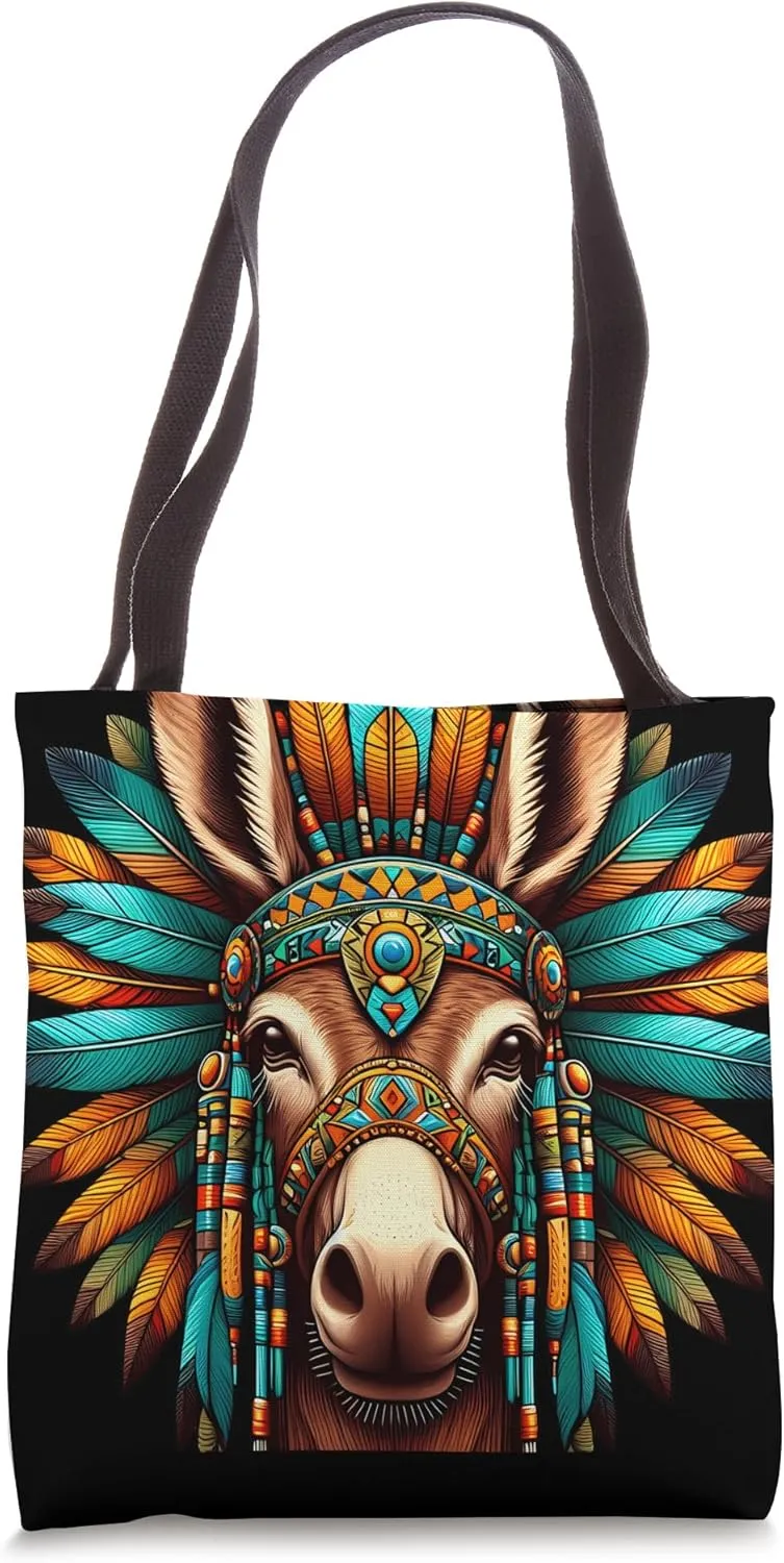 Native Indian Mule Native American Indian Feathers Tote Bag