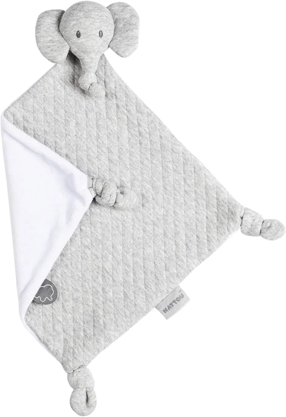 Nattou Tembo Elephant Doudou Security Nursery Blanket Soft Baby Lovey Unisex Lovie Baby Gifts for Newborn Boys and Girls Baby Snuggle Toy Stuffed Animal, 11 inches – Grey