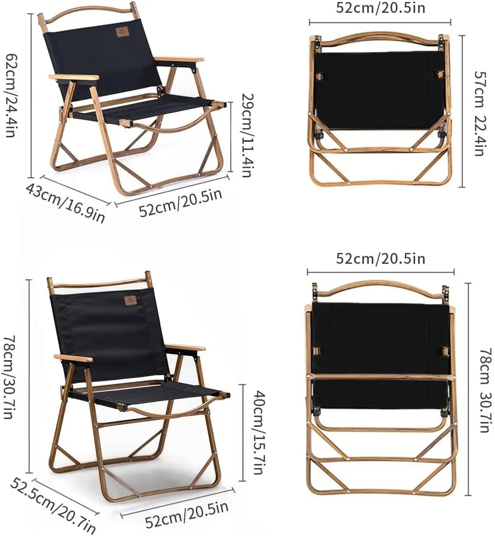 Naturehike Camping Chair, Foldable Chair for Outdoor Garden, Small Black