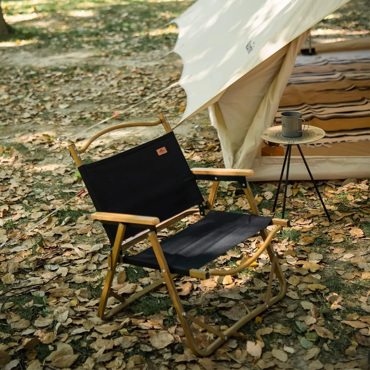 Naturehike Camping Chair, Foldable Chair for Outdoor Garden, Small Black