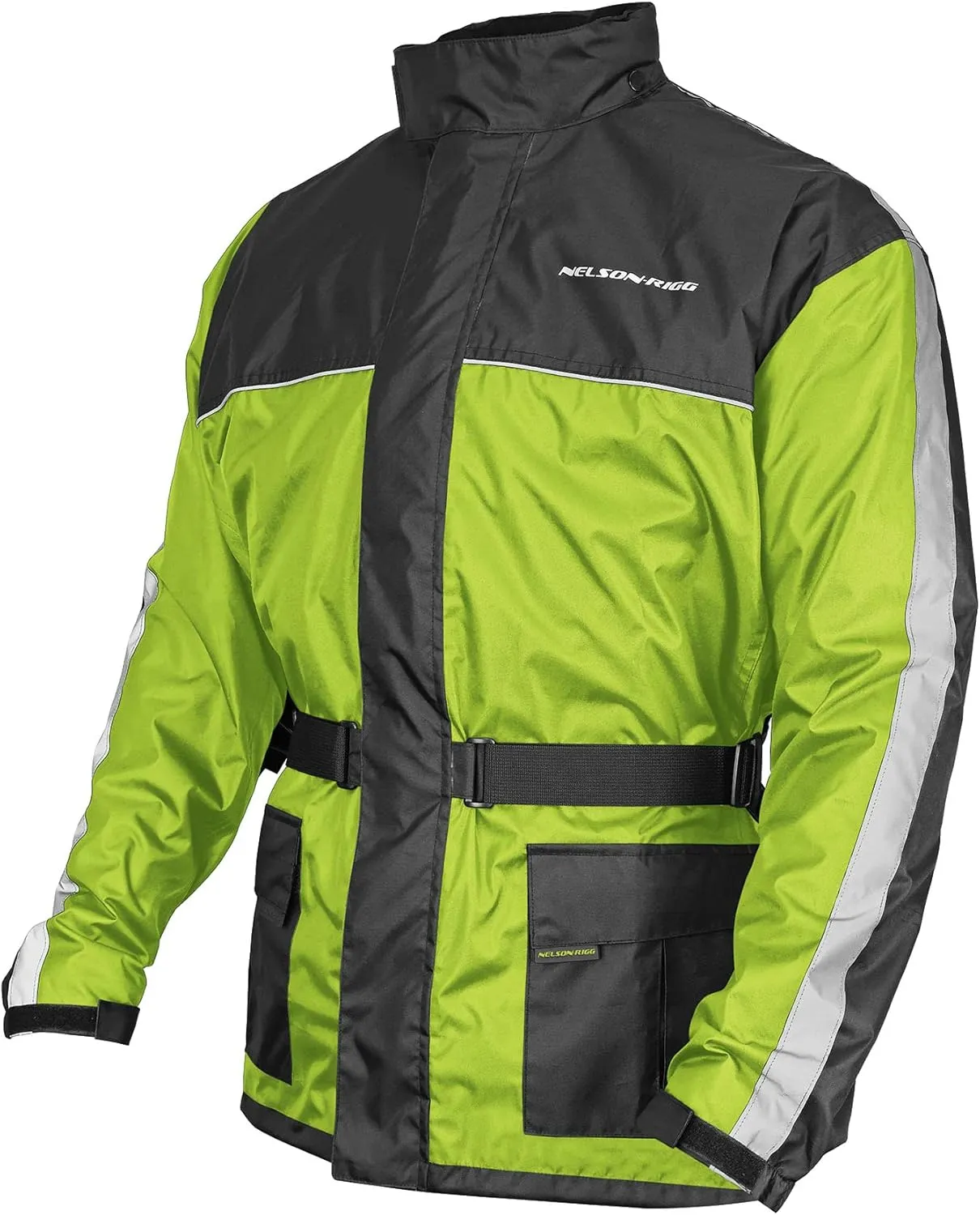Nelson Rigg Solo Storm Rain Jacket, Waterproof, Breathable, and Packable (Hi-Vis Yellow/Black, Large)