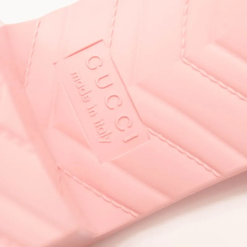 NEW Gucci Rubber Logo Platform Slide Sandal Pink EU 39
