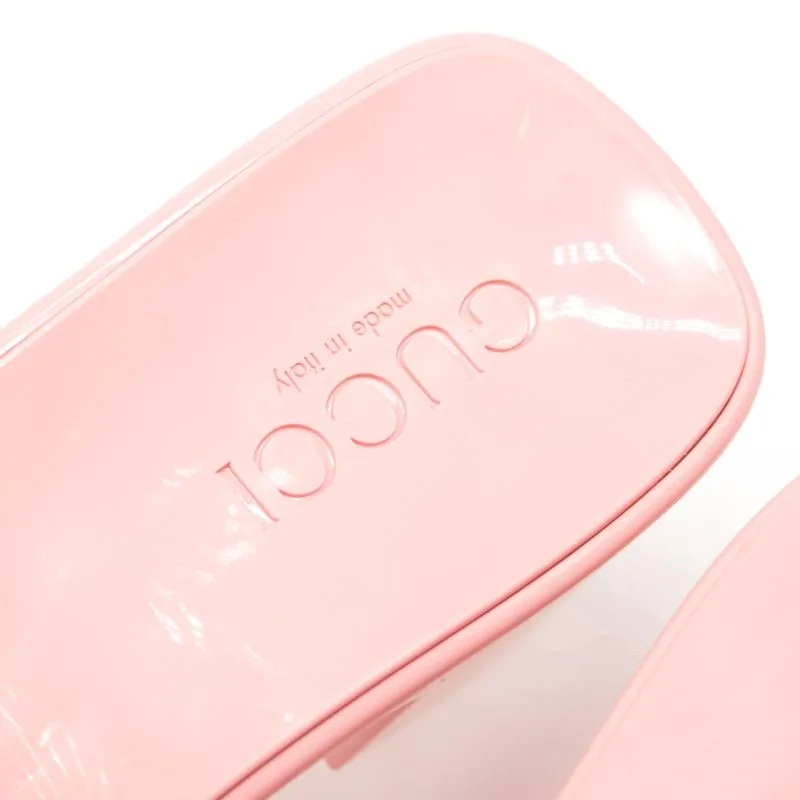 NEW Gucci Rubber Logo Platform Slide Sandal Pink EU 39