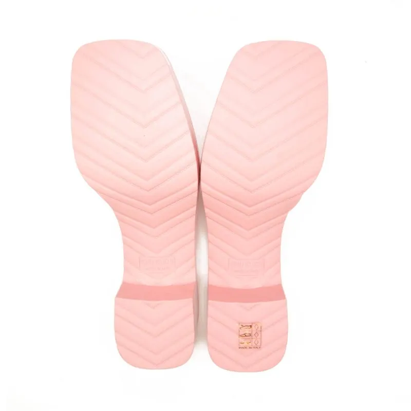 NEW Gucci Rubber Logo Platform Slide Sandal Pink EU 39