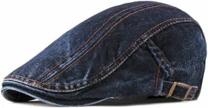Newsboy Hats for Men Spring Summer Solid Color Newsboy Caps Men Washed Denim Cotton Flat Peaked Cap Women Painter B