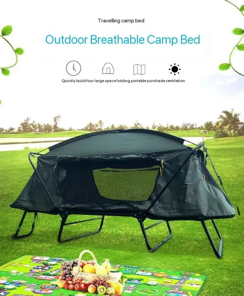 No-Build Off-The-Ground Tent Outdoor Single and Double Rainproof Thickened Sunscreen Field Tent, 210*120*120cm