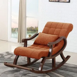 Nordic Wood Rocking Chair,Recliner in The Elderly Chair Adult Sofa Leisure Balcony Easy Chair (Brown)