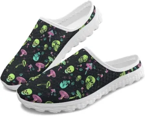 Novelty Mushrooms Women's Slip On Mule Sneakers Anti-Slip Walking Shoes with Elastic Thick Sole for Outdoor Indoor