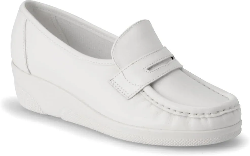 Nurse Mates Pennie Shoe | Slip-Resistant Loafer | Stain-Resistant | Comfort Support | White | Size 12W