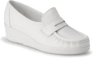 Nurse Mates Pennie Shoe | Slip-Resistant Loafer | Stain-Resistant | Comfort Support | White | Size 12W