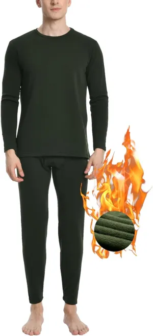 Nutria Mens Heavyweight Thermal Underwear Set Thick Fleece Lined Long Johns Extreme Cold Winter Base Layer Top and Bottom U08